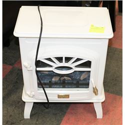 SMALL WHITE MILLBROOK ELECTRIC FIREPLACE.