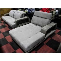 NEW GENUINE LEATHER AND FABRIC 84" SOFA WITH