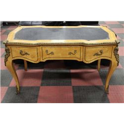LOUIS XIV STYLE WRITING DESK WITH GOLD METAL