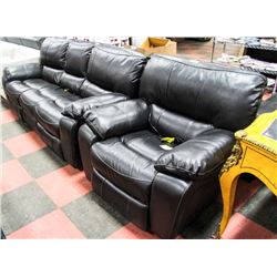 BLACK LEATHERETTE ELECTRIC RECLINING 88" SOFA WITH
