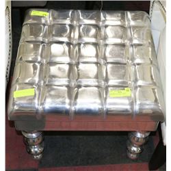 SILVER FOOT STOOL. 19"X19"X15.5".