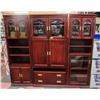 Image 1 : 3-PC CHERRYWOOD WALL UNIT, GLASS & BRASS