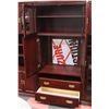 Image 2 : 3-PC CHERRYWOOD WALL UNIT, GLASS & BRASS