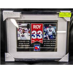 FRAMED PATRICK ROY DISPLAY WITH GAME USED STICK