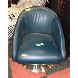 NAVY BLUE LEATHER STYLE SWIVEL CHAIR 32"X28"X29".
