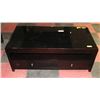 Image 1 : DARK WOOD GLASS TOP COFFEE TABLE. 47.5"X24"X18".