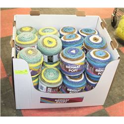 LOT OF 19 BERNAT POP YARN- 9 REDICAL BOTANICAL