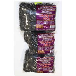 LOT OF 3 BLACK 1LB BAGS  OF 100% ACRYLIC YARN