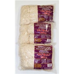 LOT OF 3 WHITE/CREAM 1LB BAGS  OF 100% ACRYLIC