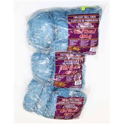 LOT OF 3 MED BLUE 1LB BAGS  OF 100% ACRYLIC YARN