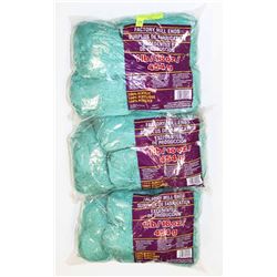 LOT OF 3 TEAL 1LB BAGS  OF 100% ACRYLIC YARN