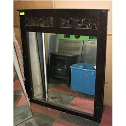 DARK STAINED WOOD MIRROR, 38" X 46.5"
