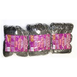LOT OF 3 BLACK 1 LB BAGS OF 100% ACRYLIC YARN
