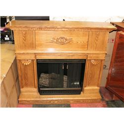 OAK FIREPLACE MANTLE WITH ELECTRIC INSERT