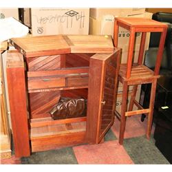 TEAK WOOD BAR WITH 2 STOOLS