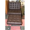 Image 1 : BROWN LEATHERETTE CHAIR WITH OTTOMAN