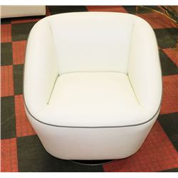 WHITE GENUINE LEATHER TUB CHAIR