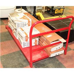 RED METAL PUSH CART ON CASTORS