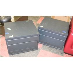 PAIR OF DARK GREY 2-DRAWER END TABLES. 20"X23"X17"