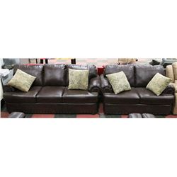 AB 1496 NEW BROWN LEATHERETTE NAILHEAD 81" SOFA