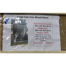 LARGE CAST IRON WOOD STOVE