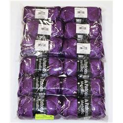 LOT OF 12 PATONS METALLIC DARK PURPLE 85G BALL