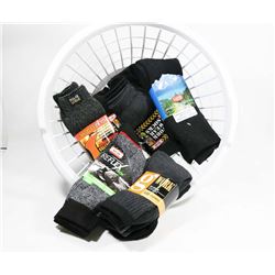 BASKET OF NEW MENS WORK SOCKS, 24 PAIR, WOOL