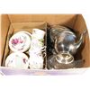 Image 1 : VINTAGE MISC BOX OF CUPS AND SAUCERS INCL SILVER