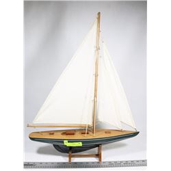 VINTAGE WOODEN SAILBOAT ON A STAND