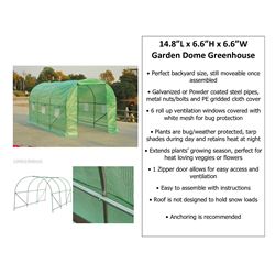 DOME GREENHOUSE 15FT L X 6.6FTW X 6.7" HIGH