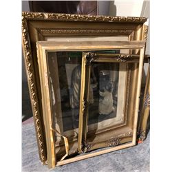 Wood & leather office chair & picture plus frames