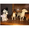 Image 3 : Oak Tall Boy with collectibles & glasswares including antique dog figurines, 1970's playboy glasses