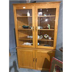 Corner tall oak china cabinet