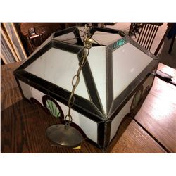Tiffany stained lead glass pool table lamp