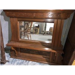 Walnut and birds eye hall mirror/shelf