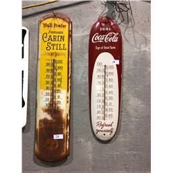 Sportsman Bourbon and Coca Cola outdoor thermometers