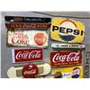 Image 1 : 10 rare Coke and Pepsi signs (one Coke and one Pepsi porcelain sign) and a Chevrolet sign