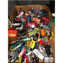 Row of 5 lots of Hot Wheels, Dinky, British Steel Toys, cars