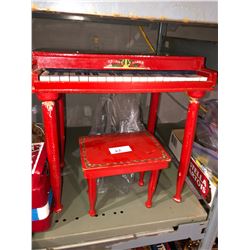 Musical instruments including 1930's metal toy piano w/wood, bench, German made flutes, harmonicas, 