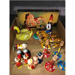 Rare toys, circus, wind ups, puzzles, Monroe hockey game with acces (10 team league)