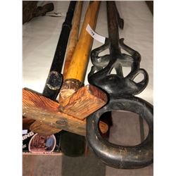 Group of 5 walking sticks, canes, African, etc.