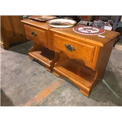 2 Oak end tables, Texaco Tray, Coke tray, Orange Crush (matching oak tall boy sold separately Lot#7)
