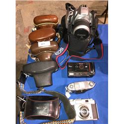 9 Vintage Cameras including Canon, Zeiss, Yashica