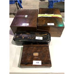 4 antique wood cabinets, old Japanese box 1800's