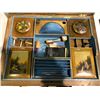 Image 2 : Very unique makeup powder box with hand painted covers w/insturments, plus vintage Holmspray atomize