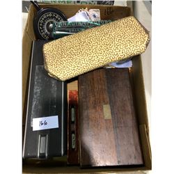 Beaded 1920's purse, drafting kit with case, blood pressure kit