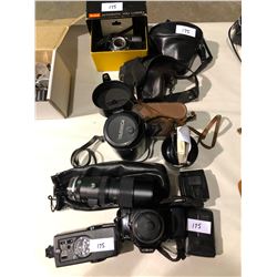 5 cameras, Yashica lenses and accessories