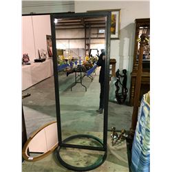 "Deco" tall dressing mirror w/2 antique brass wall fixtures, oil on canvas painting