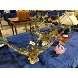 50's orange and amber color blown glass