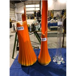60's colored glass vases
